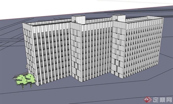 精细模型现代风格政府高层办公写字楼建筑su模型