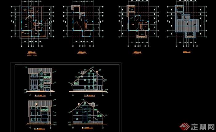 中式风格多层详细的住宅别墅设计cad施工图
