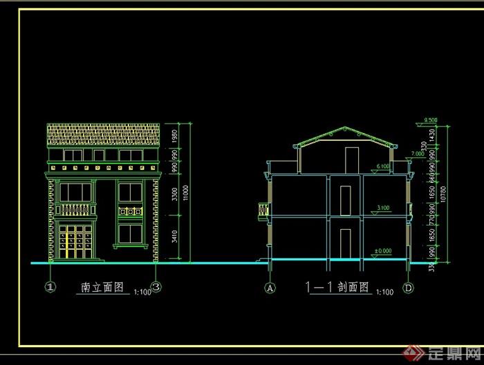 某欧式别墅建筑结构cad方案图