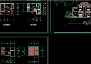 单栋小别墅建筑设计cad方案图