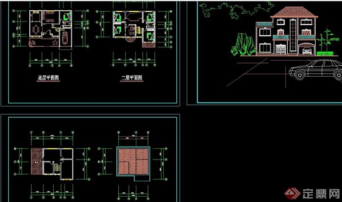 单栋小别墅建筑设计cad方案图