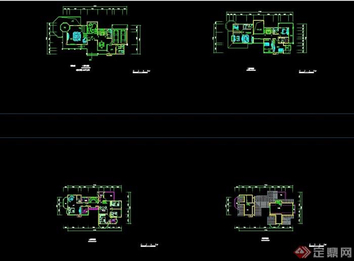 三个住宅别墅经典cad方案户型