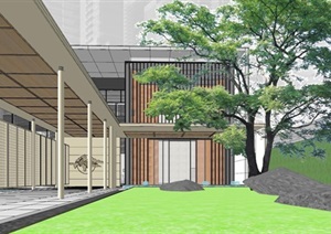 成都保利天悦售楼处示范区建筑与景观方案SU(草图大师)模型