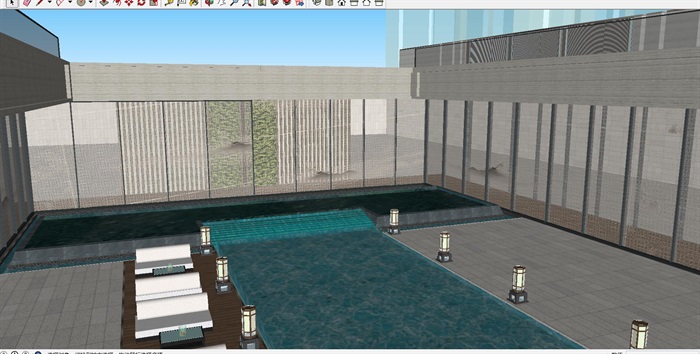 北大资源中式售楼示范区建筑与景观方案SU模型(1)