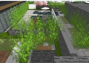 绿地新中式售楼示范区建筑与景观方案SU(草图大师)模型