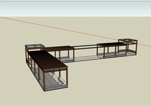 现代风格详细的完整廊架素材设计SU(草图大师)模型