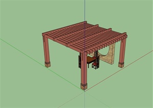 现代中式廊架素材设计SU(草图大师)模型