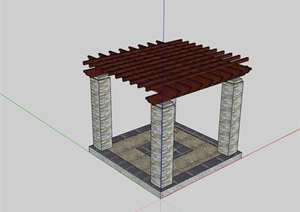 园林景观详细的完整廊架设计SU(草图大师)模型