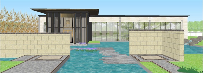 厦门龙湖首开·景粼原著示范区与售楼部建筑与景观SU模型(7)