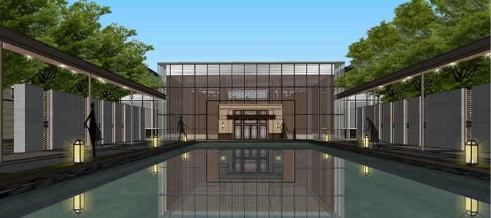 泰禾售楼处示范区+联排别墅建筑与景观方案SU模型(11)