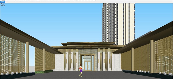 郑州华润·紫云府售楼处示范区+高层建筑与景观方案SU模型(2)