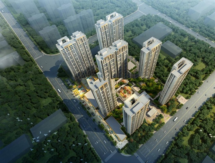 郑州华润·紫云府售楼处示范区+高层建筑与景观方案SU模型(16)