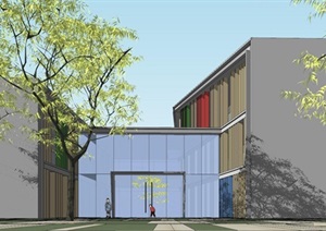 3个现代风格幼儿园建筑方案SU(草图大师)模型