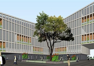 滨湖核心区2个办公楼方案与社区中心幼儿园建筑SU(草图大师)模型