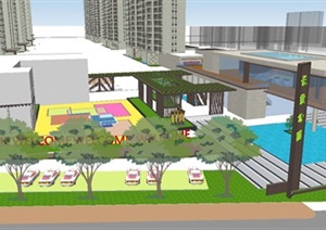武汉长投公园新亚洲风格高层 幼儿园 售楼中心建筑方案SU(草图大师)模型