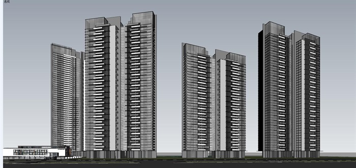 深圳华侨城·新天鹅堡现代高层豪宅与幼儿园建筑方案SU模型(2)
