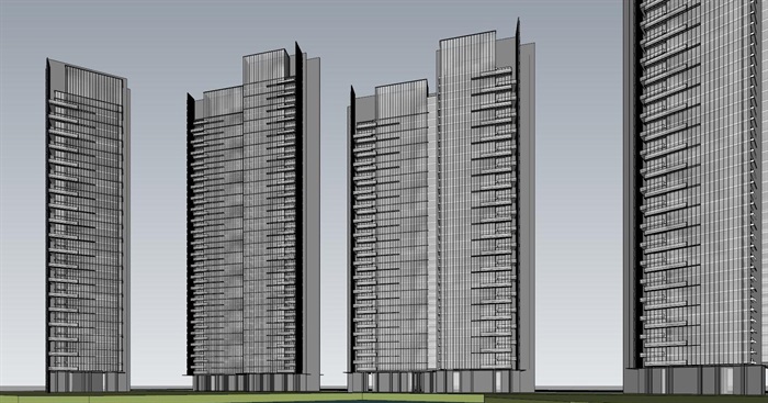 深圳华侨城·新天鹅堡现代高层豪宅与幼儿园建筑方案SU模型(3)