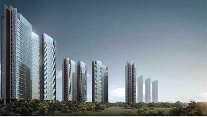 深圳华侨城·新天鹅堡现代高层豪宅与幼儿园建筑方案SU模型(14)