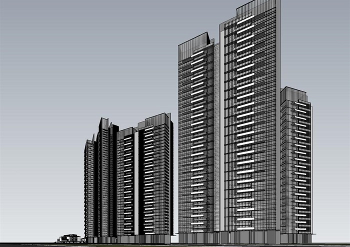 深圳华侨城·新天鹅堡现代高层豪宅与幼儿园建筑方案SU模型(15)