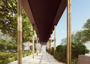 郑州绿地美式风售楼处改幼儿园建筑与景观方案SU(草图大师)模型