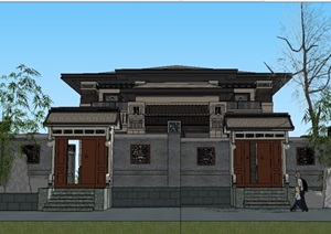 完整的住宅别墅建筑设计SU(草图大师)模型