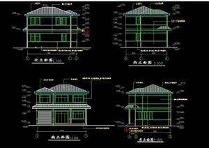 五套完整的详细别墅建筑设计cad施工图