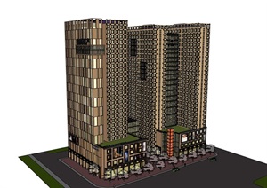 现代风格商业高层住宅建筑楼设计SU(草图大师)模型