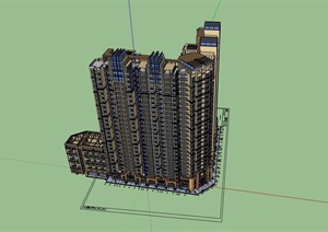 现代商业住宅高层楼建筑SU(草图大师)模型