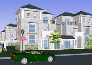 欧式风格多层完整别墅住宅楼完整设计SU(草图大师)模型