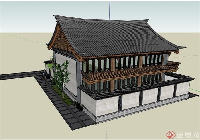 古典中式风格详细的别墅设计su模型