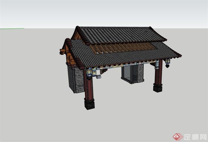 古典中式小区大门设计su模型