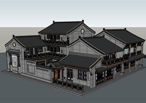古典中式民居住宅详细建筑SU(草图大师)模型