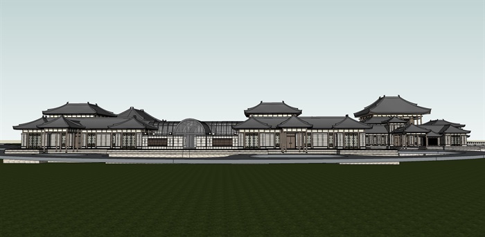 博物馆建筑群 汉唐风模型 (1)(8)
