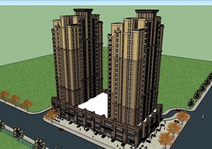 现代风格商业高层住宅高层建筑SU(草图大师)模型