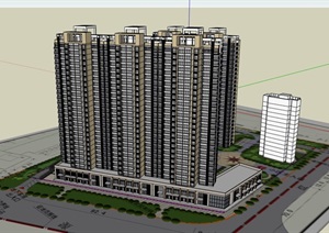 现代小区商业住宅高层建筑SU(草图大师)模型