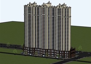 现代风格商业住宅高层建筑SU(草图大师)模型
