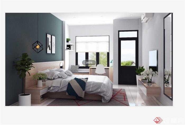 现代风格住宅室内卧室空间设计su模型