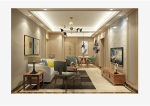 现代风格住宅完整室内空间设计SU(草图大师)模型