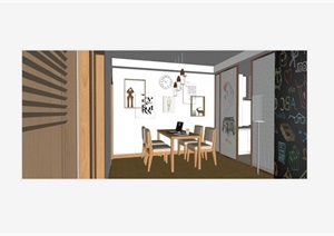 现代风格住宅小户型室内空间设计SU(草图大师)模型