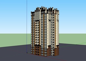 小区住宅高层建筑楼设计SU(草图大师)模型
