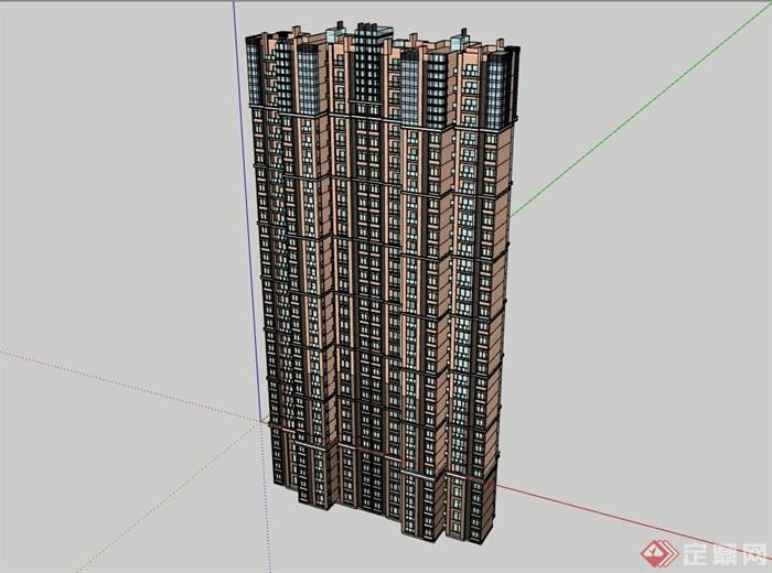 现代住宅高层建筑楼设计su模型