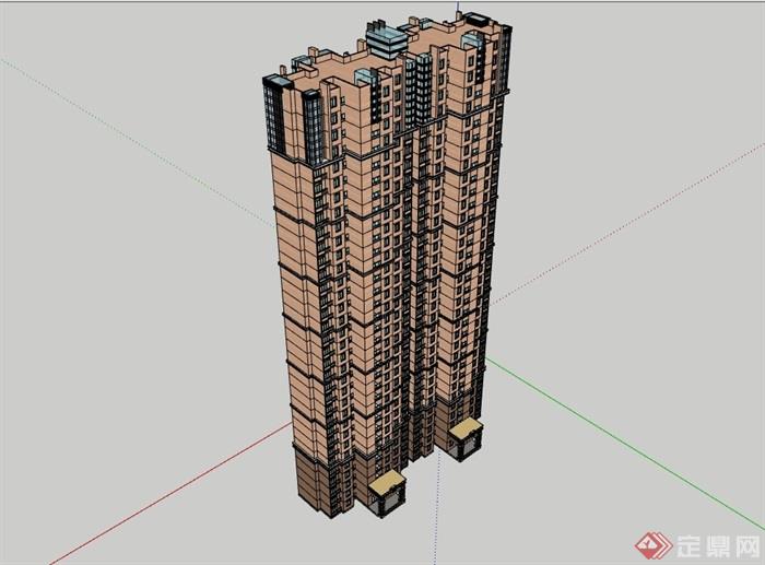 现代住宅高层建筑楼设计su模型
