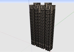 独特小区住宅高层建筑楼设计SU(草图大师)模型