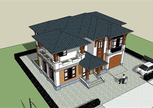 新古典风格两层别墅建筑SU(草图大师)模型