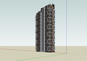 独特整体小区居住高层建筑楼SU(草图大师)模型