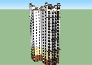 欧式居住高层建筑楼SU(草图大师)模型