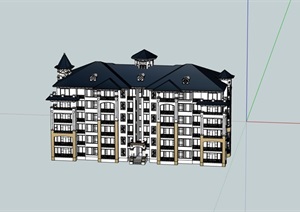 欧式独特完整的住宅小区建筑SU(草图大师)模型