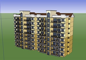 欧式独特完整住宅小区建筑SU(草图大师)模型
