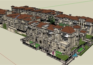 欧式多层洋房住宅小区建筑SU(草图大师)模型