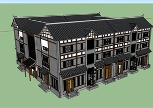 完整的古典居住楼设计SU(草图大师)模型